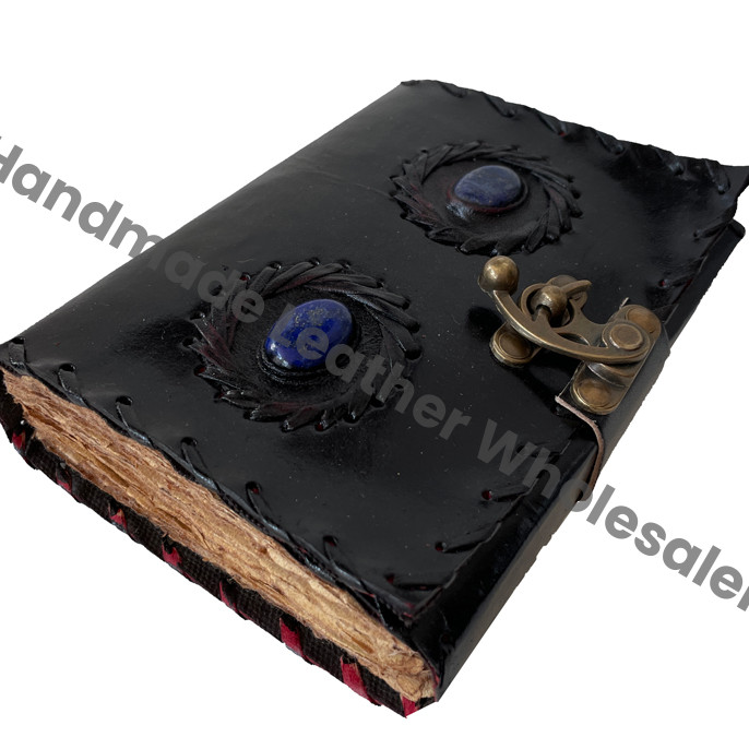 2025 Business Planner Stone Leather Custom Notebooks Hardcover Black Cover Gifts Handmade Book Shadows Blank Spells Recyclable
