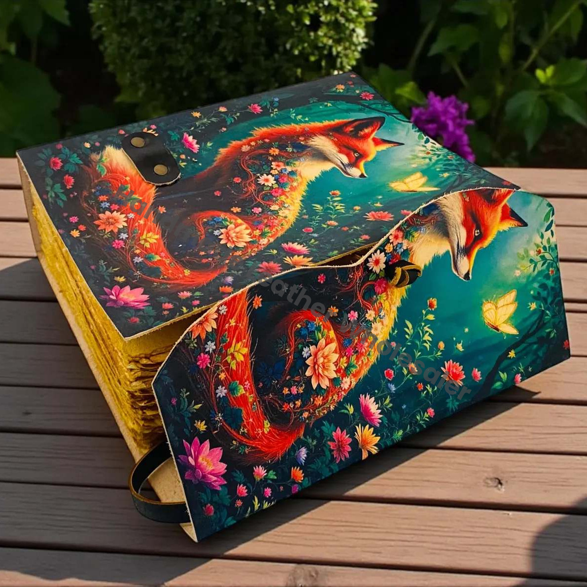 Fox Leather Journal Vintage Handmade Notebook With Key Grimoire Spell Book of Shadows Celestial Diary Christmas Gifts For Him Her