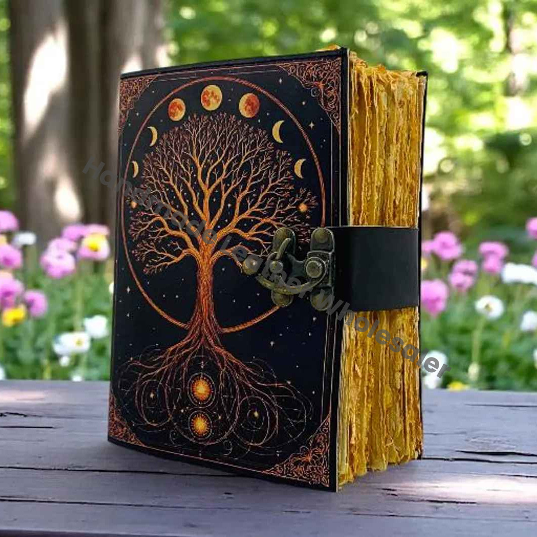 Large Grimoire Tree of Life Leather journal For Women, Handmade Vintage Notebook Sketchbook Junk journal, Gift For Him Her,