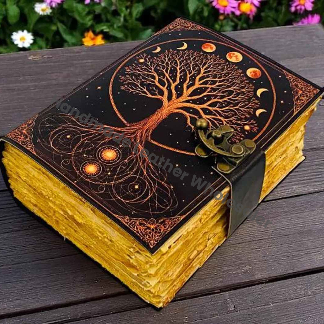 Large Grimoire Tree of Life Leather journal For Women, Handmade Vintage Notebook Sketchbook Junk journal, Gift For Him Her,