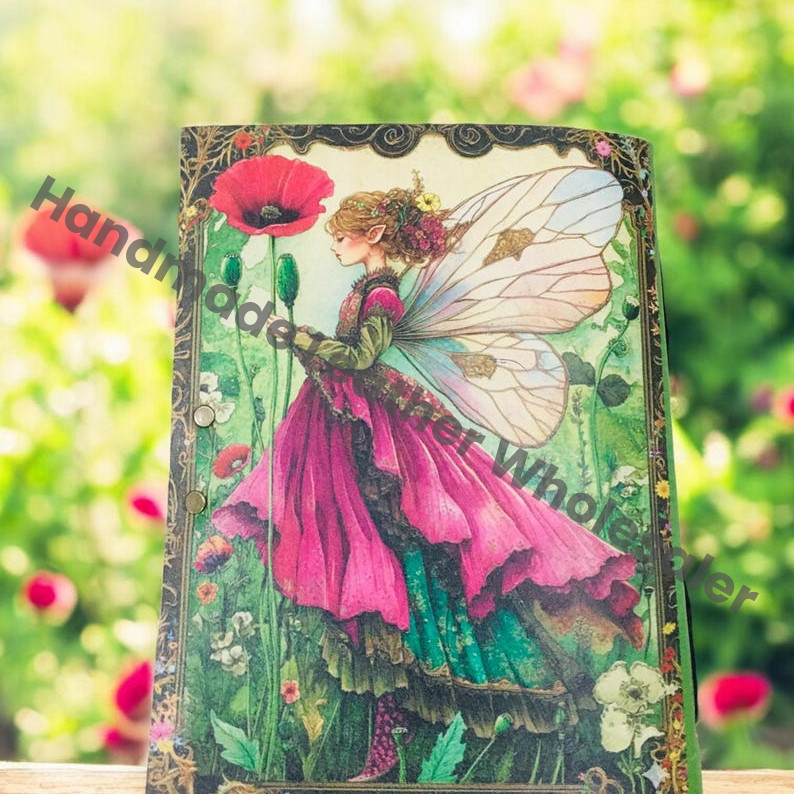 Fairy Large Leather Journal | Handmade Fairy Leather Notebook | Vintage Lock Journal | Magical Fantasy Sketchbook | Gift for Writers.