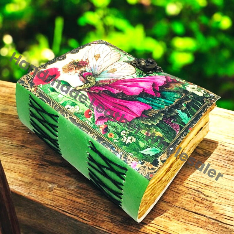 Fairy Large Leather Journal | Handmade Fairy Leather Notebook | Vintage Lock Journal | Magical Fantasy Sketchbook | Gift for Writers.