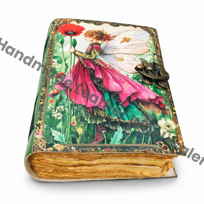 Fairy Large Leather Journal | Handmade Fairy Leather Notebook | Vintage Lock Journal | Magical Fantasy Sketchbook | Gift for Writers.