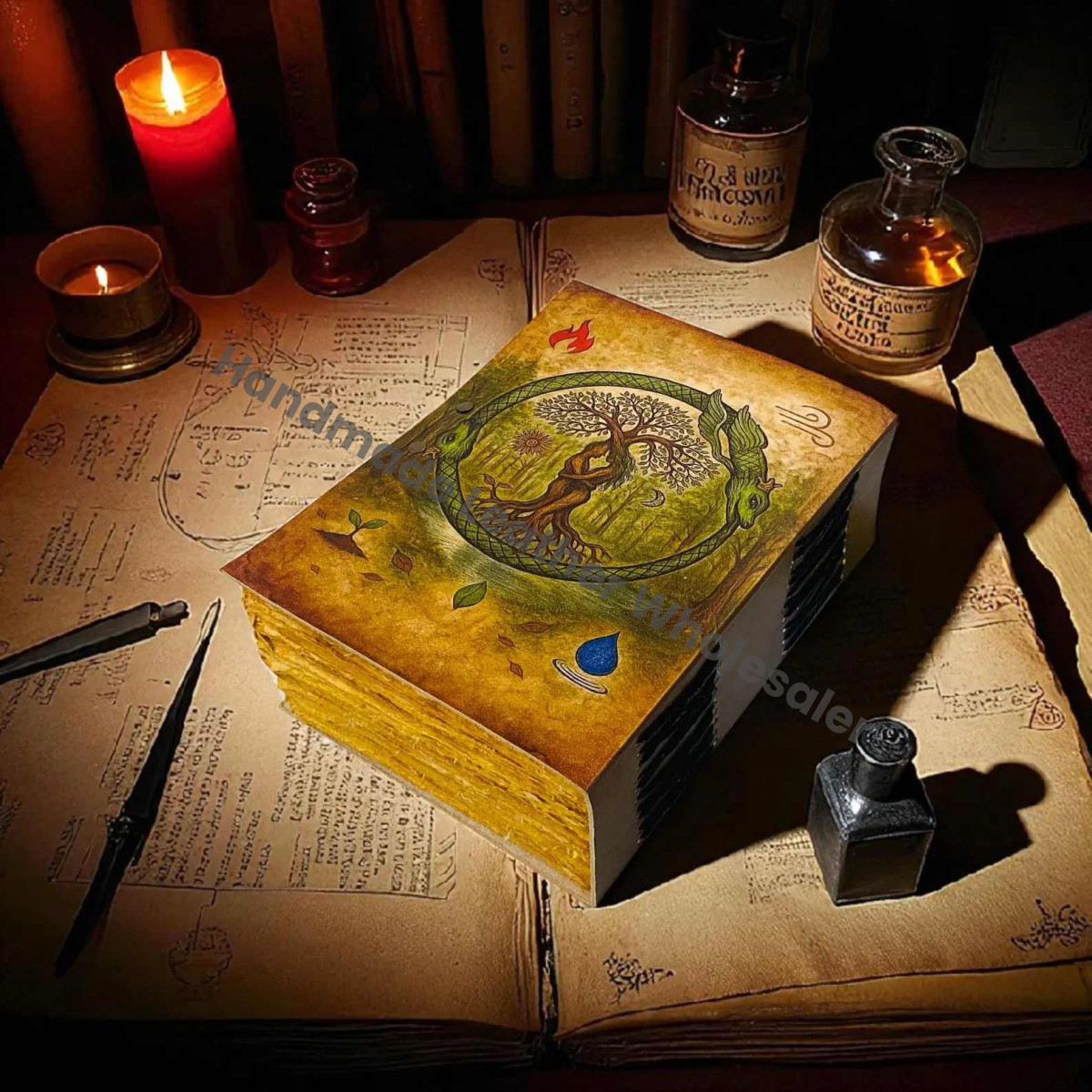 Leather Grimoire: Vintage Spell Book of Shadows Blank Witchcrafts journal