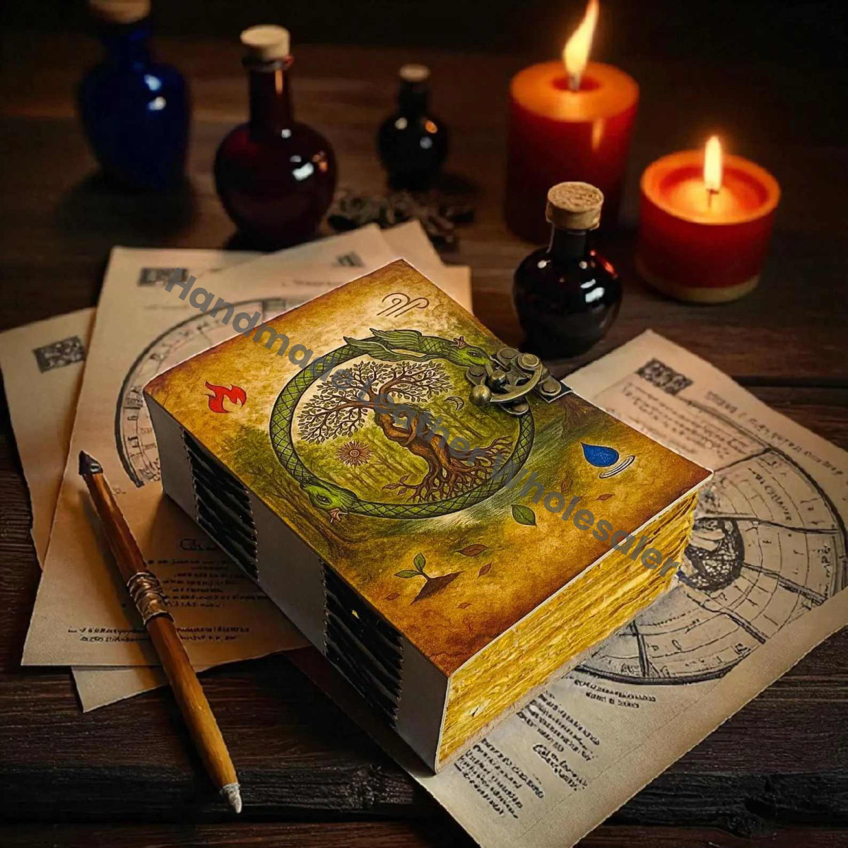 Leather Grimoire: Vintage Spell Book of Shadows Blank Witchcrafts journal