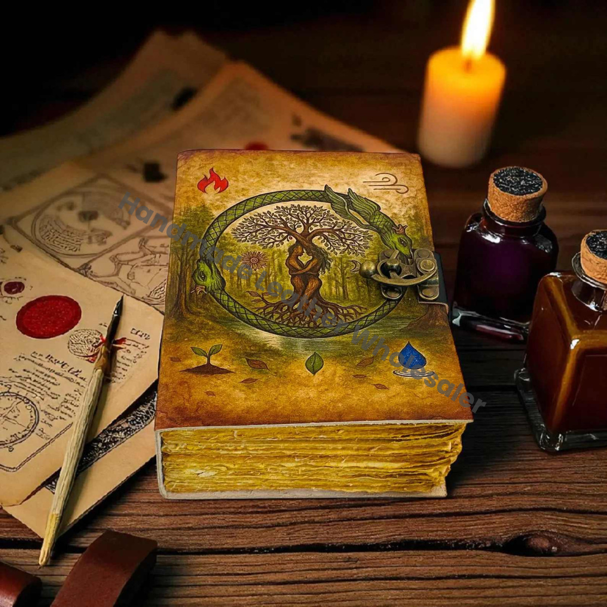 Leather Grimoire: Vintage Spell Book of Shadows Blank Witchcrafts journal