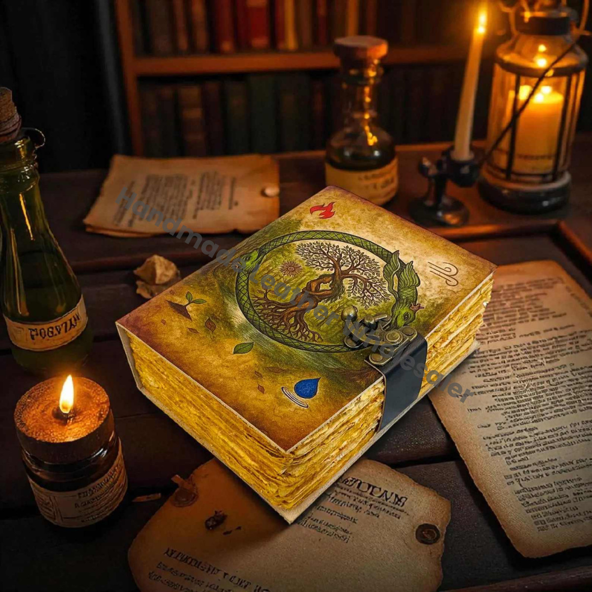 Leather Grimoire: Vintage Spell Book of Shadows Blank Witchcrafts journal