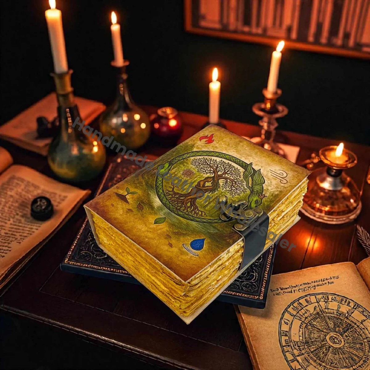 Leather Grimoire: Vintage Spell Book of Shadows Blank Witchcrafts journal