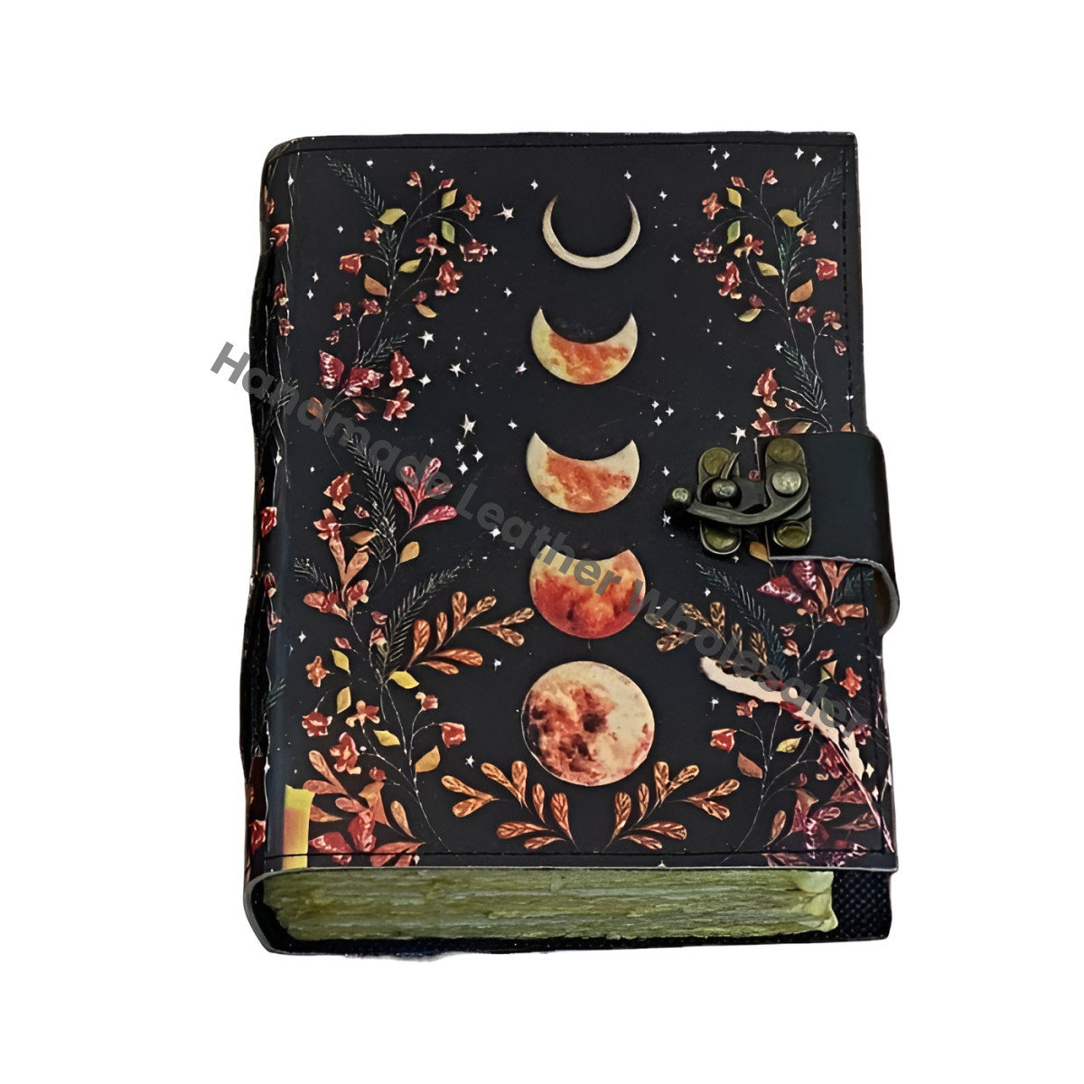 Moon Phase - Grimoire leather journal Notebook - book of shadows - Blank spell book Leather