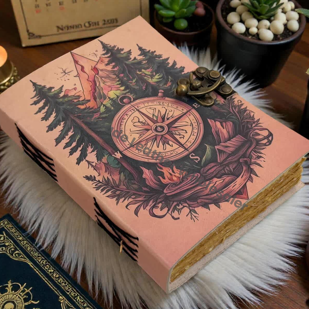 Adventure Compass Travel Diary Handmade Leather Bound Notebook - Vintage Journal Sketchbook,