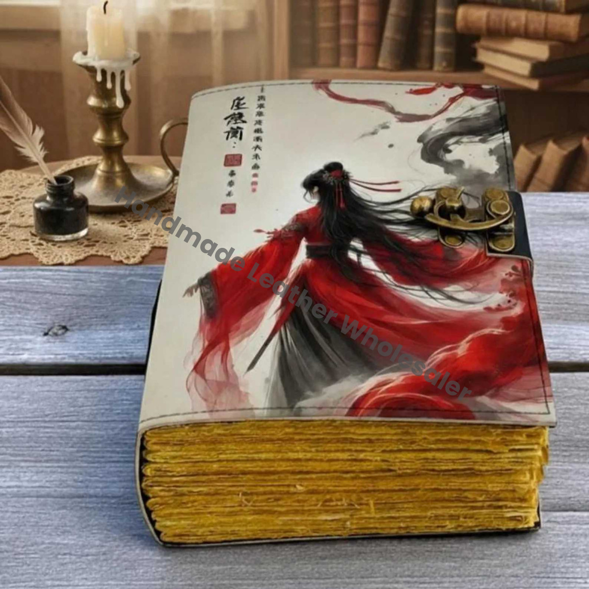 Ancient Style Grimoire, Thick Book of Shadows, Fantasy Art Journal, Vintage Looking Spell Book,