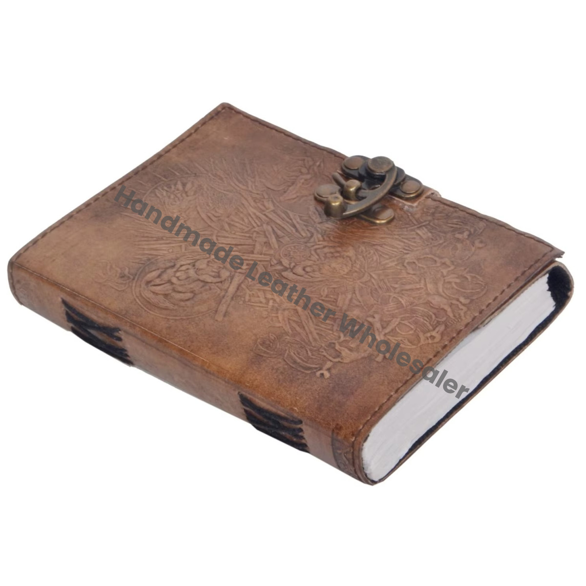Animal Face Handmade Leather Embossed Charcoal Hardcover Blank Book Shadows Notebook Grimoire Office Diary College Poetry Sketch