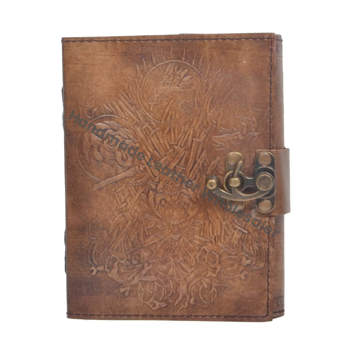 Animal Face Handmade Leather Embossed Charcoal Hardcover Blank Book Shadows Notebook Grimoire Office Diary College Poetry Sketch