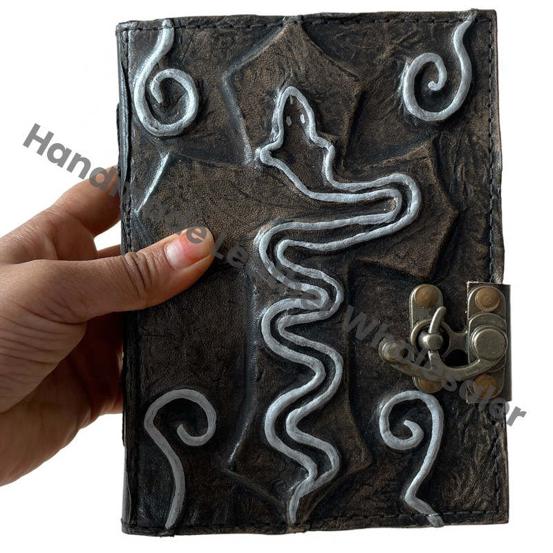 Antique Deckle Edge Thermal Binding Charcoal Vintage Leather Journals Sketchbook Charmed Spells Wiccans Planner Gift