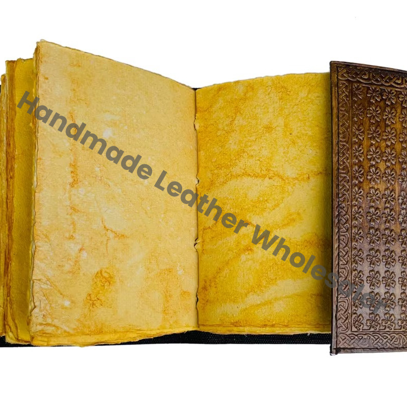 Antique Embossed Eagle Hardcover Leather Journal Spiral Metal Closure Charcoal Genuine Leather Cover Recycled Paper Writing