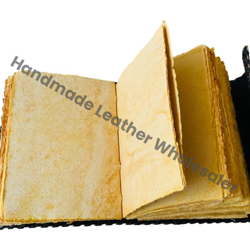 Antique Embossed Leather Journal Day Dead Stone Vintage Skull C Lock Yellow Guest Book Handmade Deckle Art Paper Notebook Gift