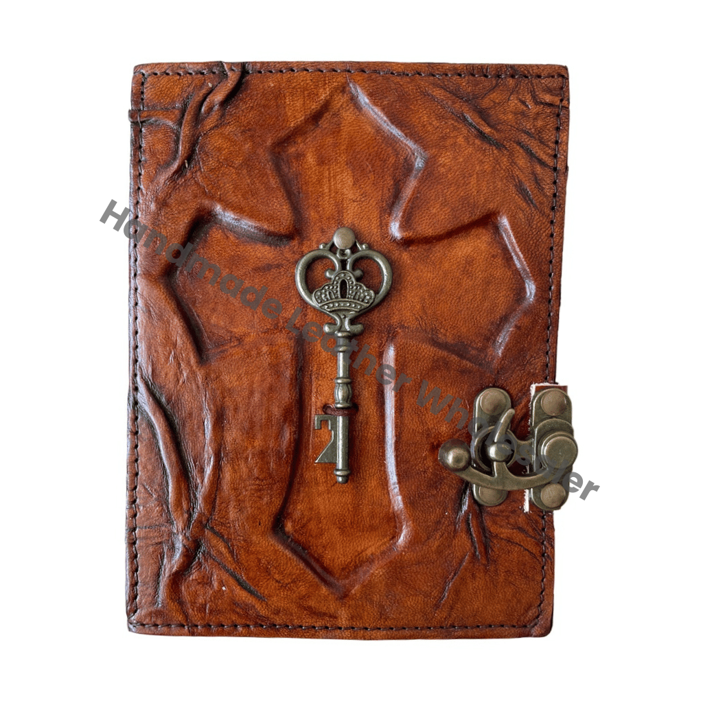Antique Handmade Deckle Edge Paper Key Brown Vintage Leather Journal Sketchbook Thermal Gift Charmed Spell Wiccan Journals