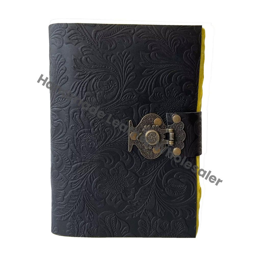 Antique Leather Journal Book Shadows Unisex New Black Unlined Deckle Edge Paper Pages Spiral Binding Gift Leather Blank Book