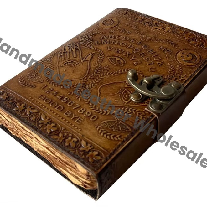 Antique Ouija Hardcover Leather Journal Spooky Spell Book Shadows Astonishing Design Handmade Deckle Edge Eco-friendly Paper