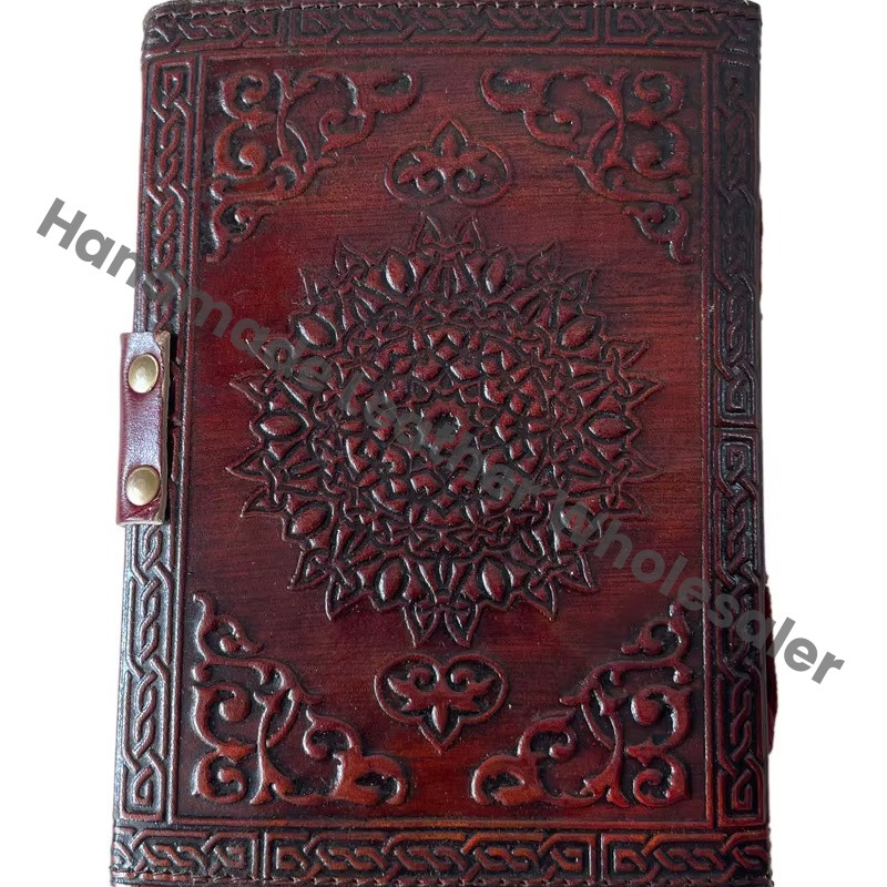 Antique Wolf Embossed Hardcover Leather Journal Metal Closure Yellow Guest Book Handmade Paper Gift Him Her Fathers Day Custom