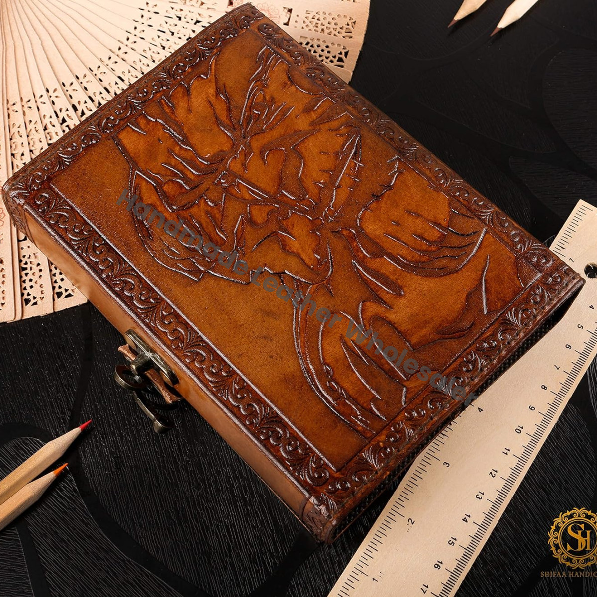 Avengers Marvels Logo Embossed Vintage Leather Sketchbook Journal Writing Notebook for Men & Women Leather Bound Notebook Daily Notepad