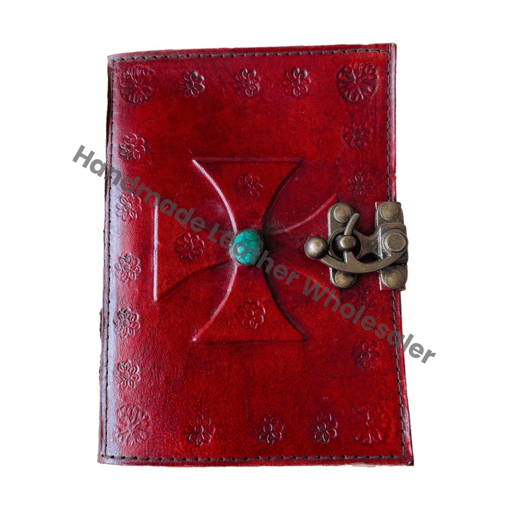 Beautiful Stone Vintage Leather Hardcover Journal Antique Handmade Cotton Paper Brown Drawing Sketchbook Custom Logo Gift