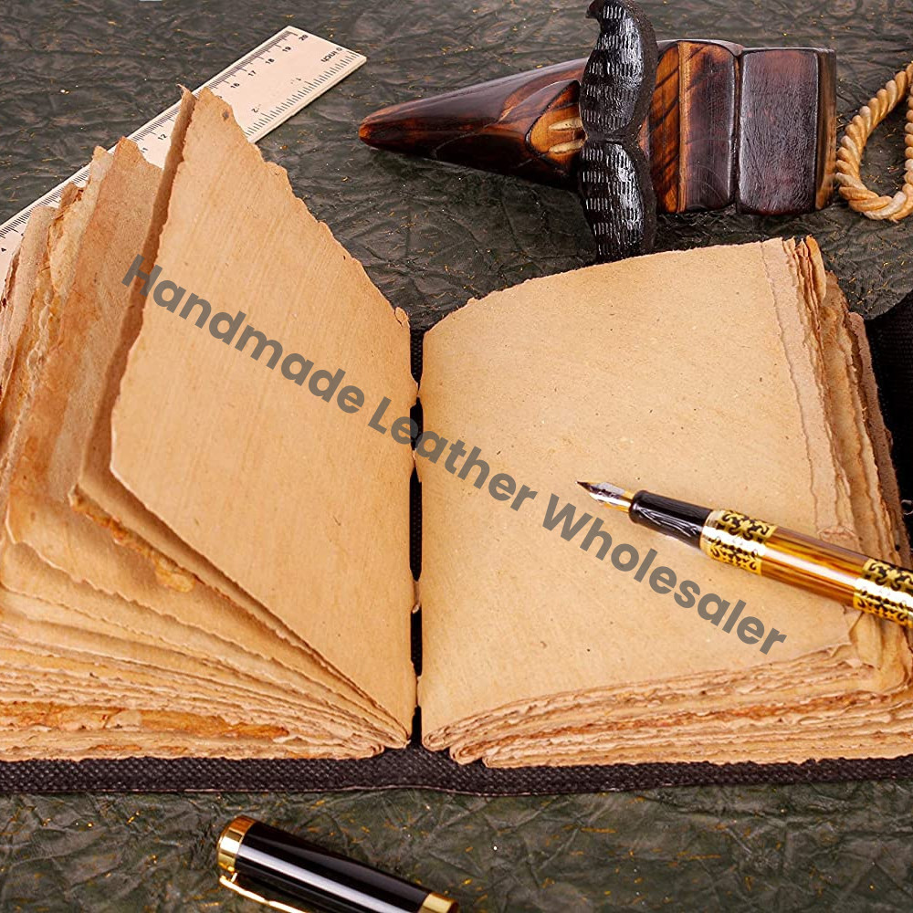 Blank Spell Book of Shadows Triple Moon Leather Journal Witch Notebook Witchy Gifts for Women Handmade Vintage Recycled Paper