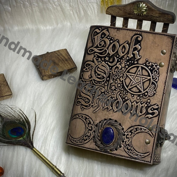 Book of Shadows: Handmade Leather Vintage Grimoire Journal with Deckle Edge Paper