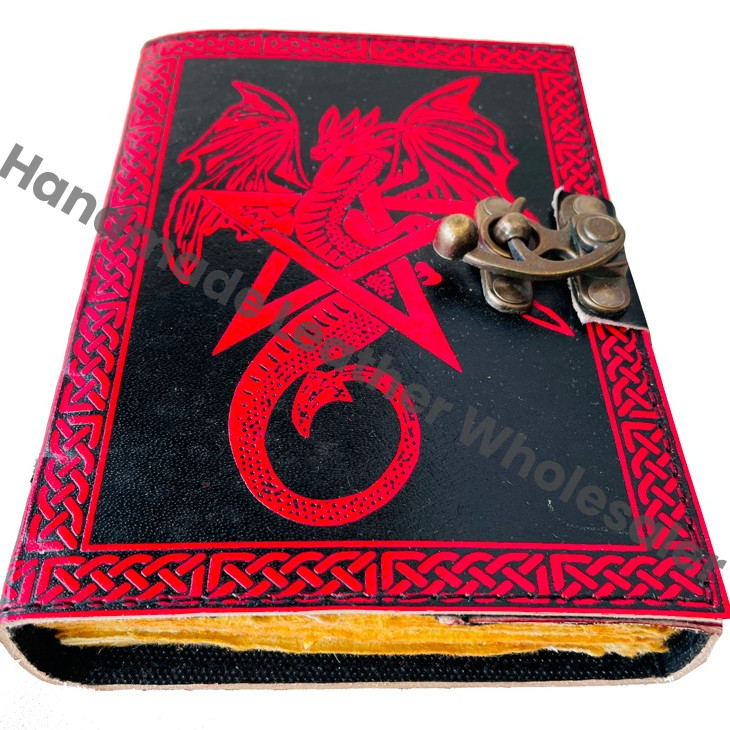 Book of Shadows Star Pentagram Dragon Vintage Journal Women Large Spiral Binding Sketchbook Deckle Old Pages Blank Travel Gift