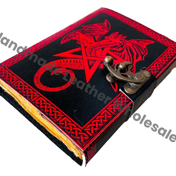 Book of Shadows Star Pentagram Dragon Vintage Journal Women Large Spiral Binding Sketchbook Deckle Old Pages Blank Travel Gift