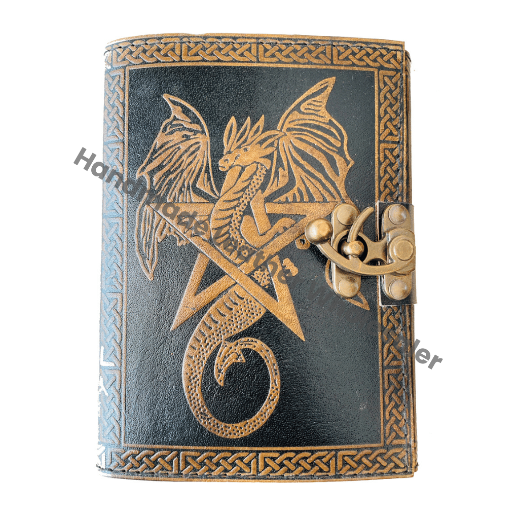 Book of Shadows Star Pentagram Sketchbook Vintage Journal Leather Journal for Women Large Deckle Old Pages Blank Books