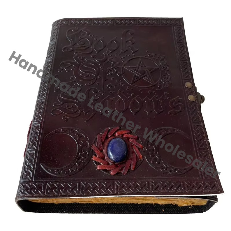 Book of Shadows Stone Leather Journal Spiral Binding Bound Custom Notebook with Craft Paper Cheap Price Blank Journal