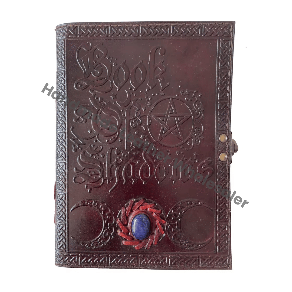 Book of Shadows Stone Leather Journal Spiral Binding Bound Custom Notebook with Craft Paper Cheap Price Blank Journal