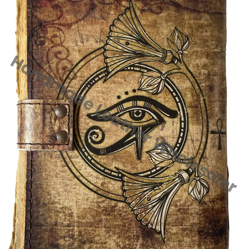 Book of Spells Leather Journal Deckle Edge Paper Third Eye Grimoire Journal Vintage Leather Journal Book of Shadows