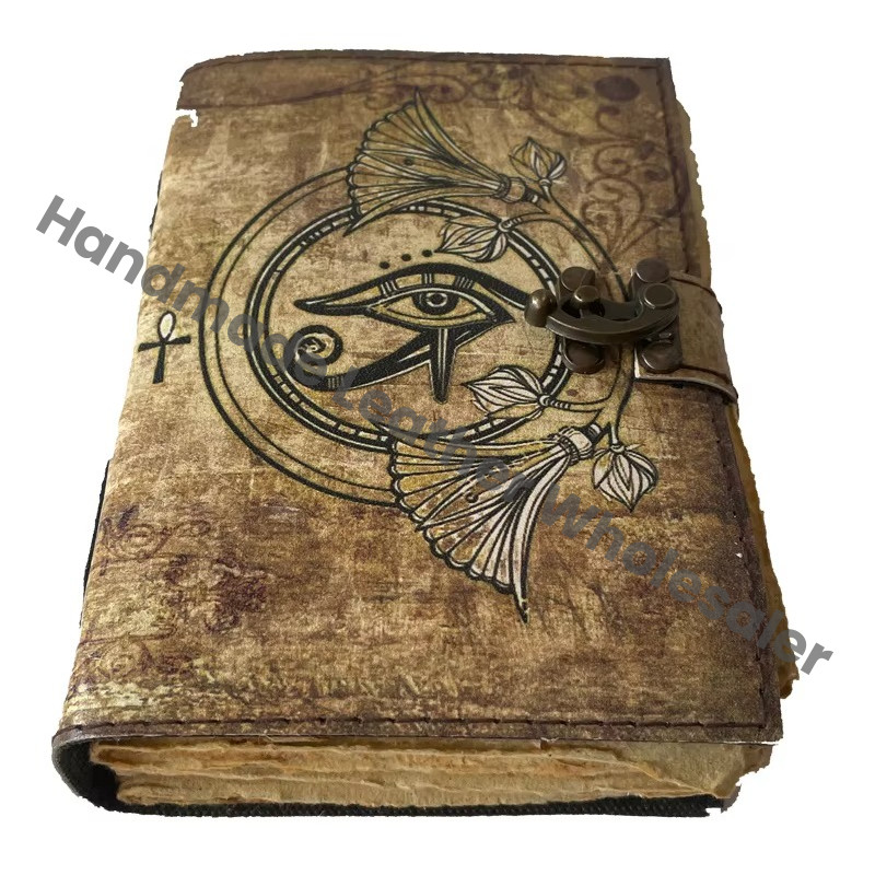 Book of Spells Leather Journal Deckle Edge Paper Third Eye Grimoire Journal Vintage Leather Journal Book of Shadows