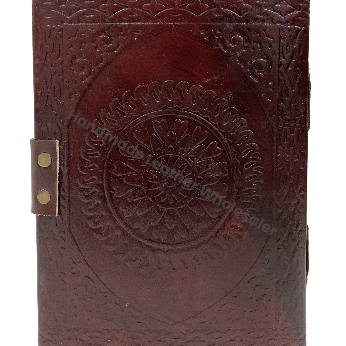 Book Shadows Brown Leather Hardcover Journals Recyclable Handmade Paper Celtic Love Heart Embossed Design Third Eye Stone Gift