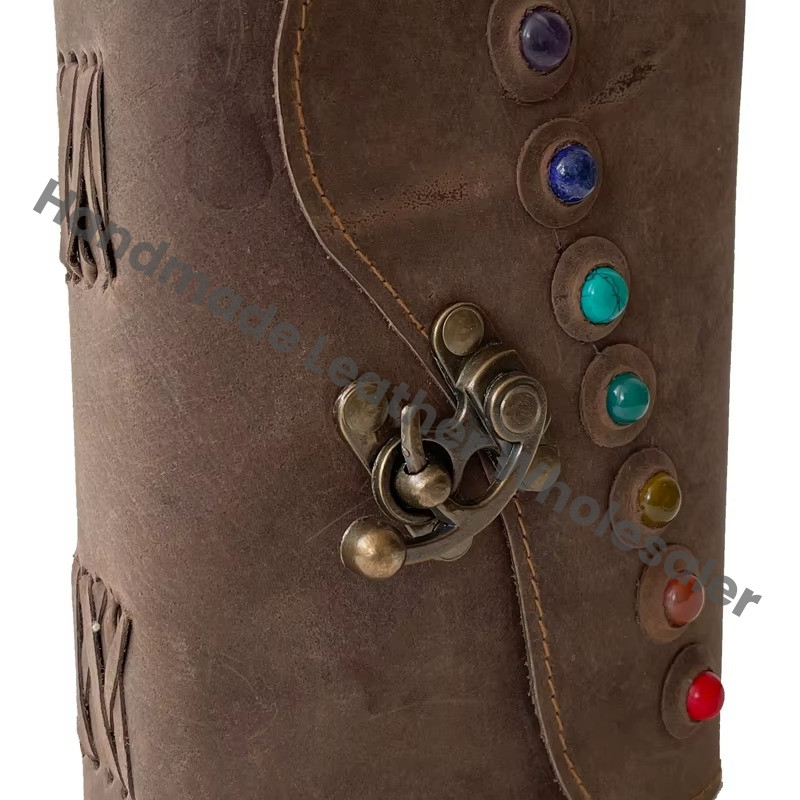 Book Shadows Seven Stone Leather Hardcover Journal Deckle Paper Vintage Design Spellbook Style Lock Clasp Gift Option Daily