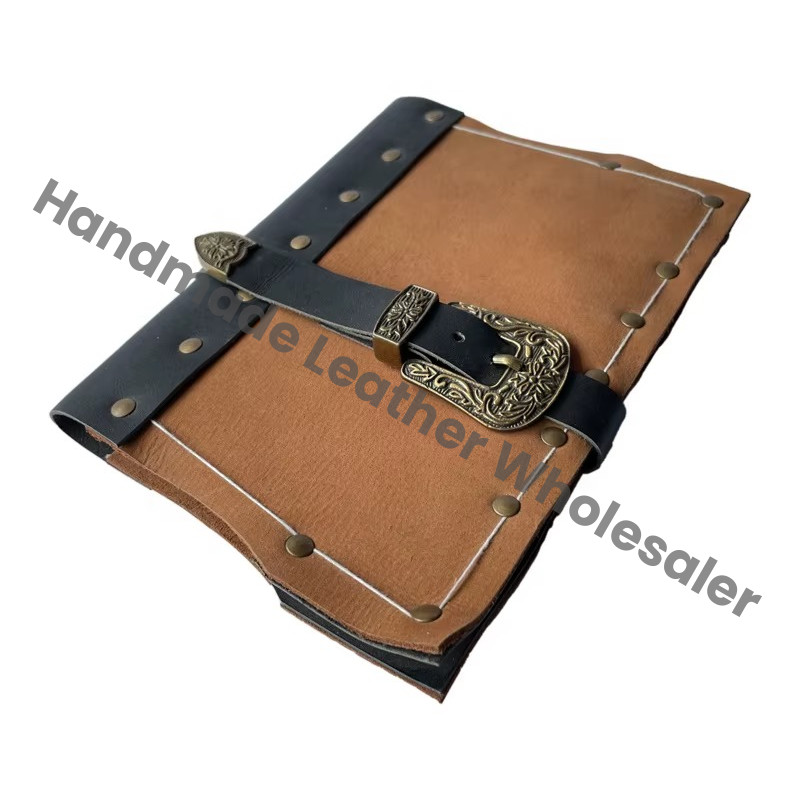 Brass Buckle Leather Journal Soft Blank Notebook Drawing Travel Journal Vintage Spell Book Thermal Binding Sketchbook