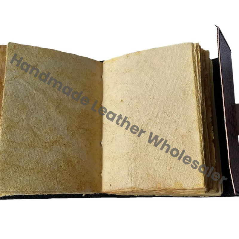 Buddha Leather Journal Antique Book Spell Charmed Handmade Deckle Art Paper Black Pink Embossed Vintage Planner Sketchbook Gift