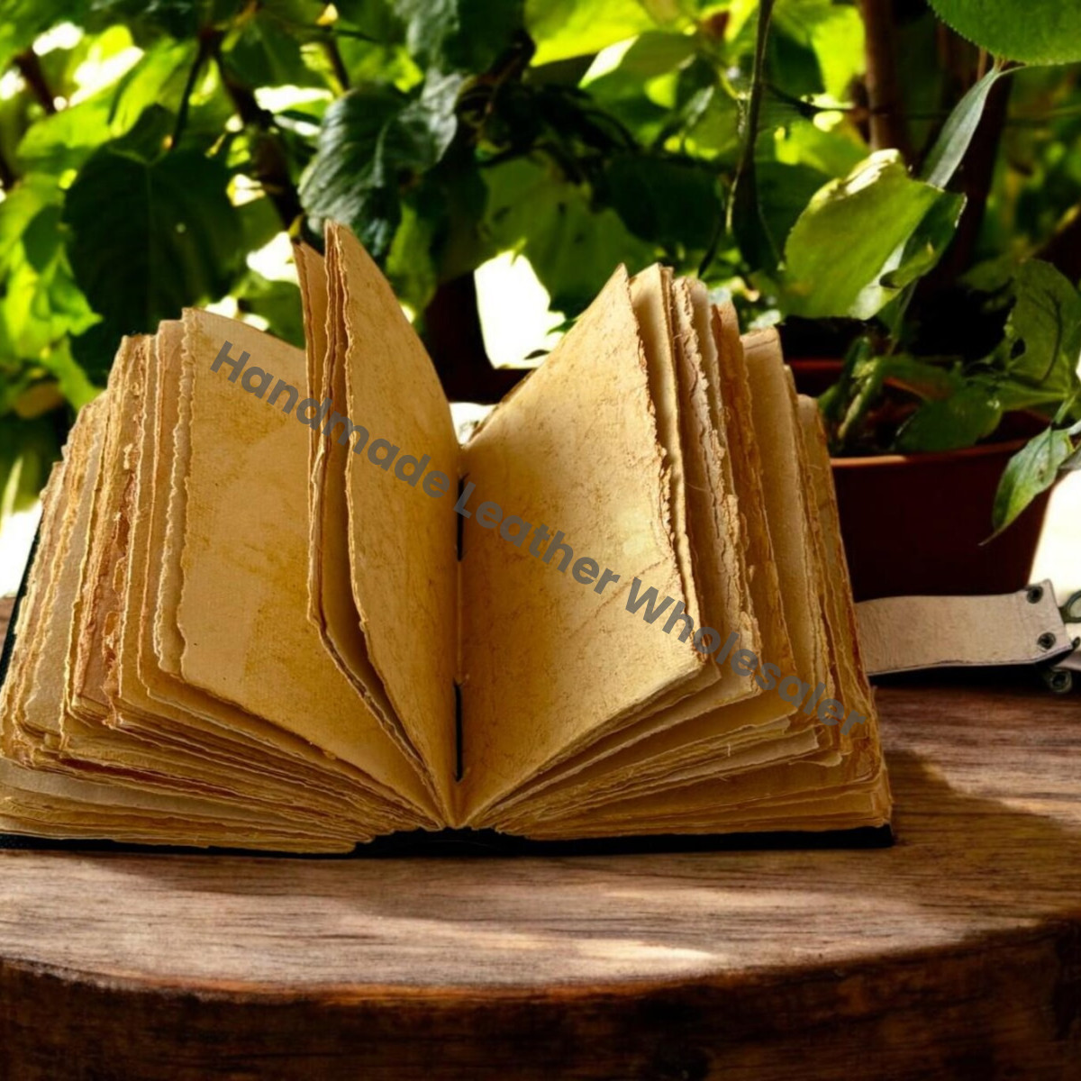 bunny Easter rabbit Journal - Grimoire Leather Notebook - Bunny gifts - Fat journal handmade Deckle Paper