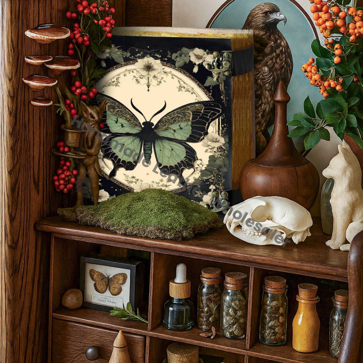 Butterfly Leather Grimoire: Handmade Book of Shadows with Deckle Edge Pages christmas gift