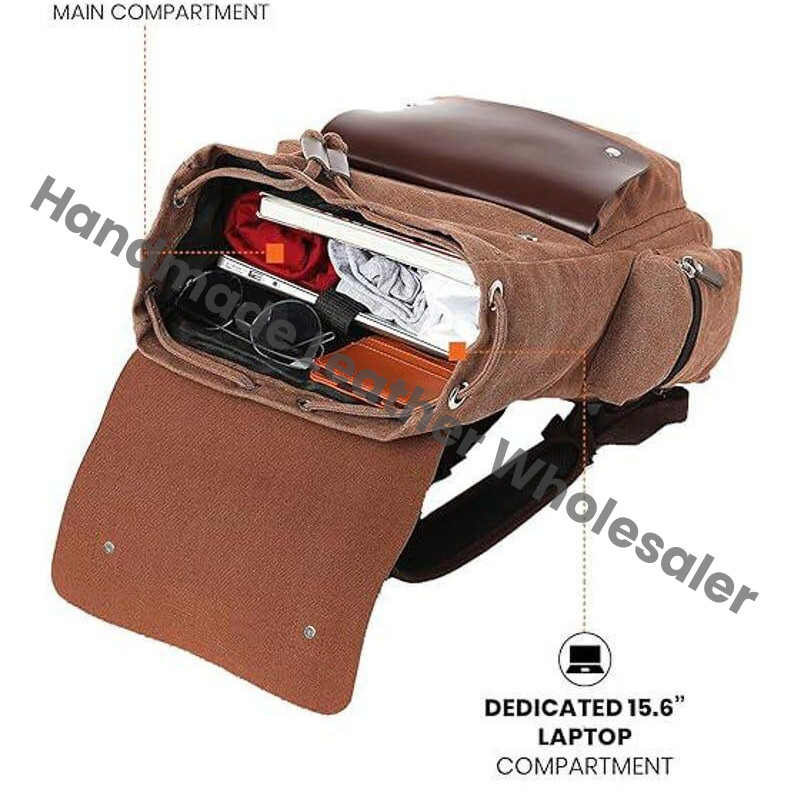 Canvas & Crazy Horse Leather Travel Backpack: Personalized Rucksack