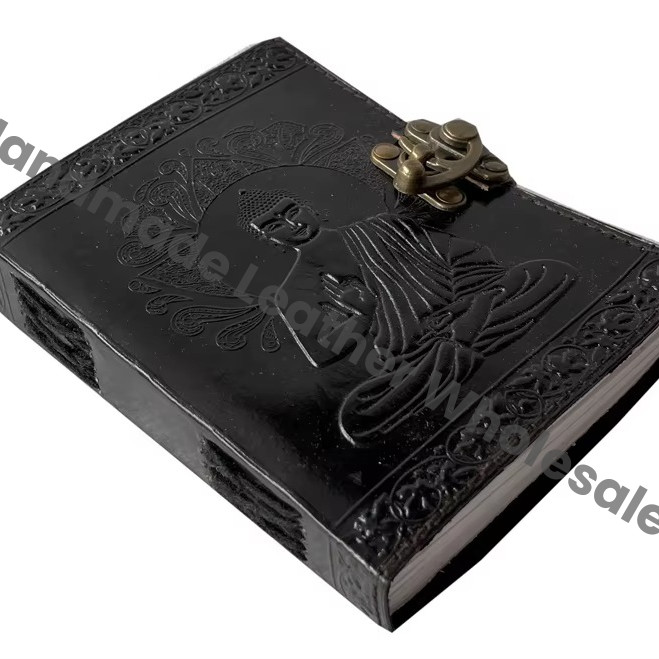 Capture Your Thoughts in Style Unlined Leather Address Book Buddha Design Printed Gift Handmade Eco-friendly Drawing Book