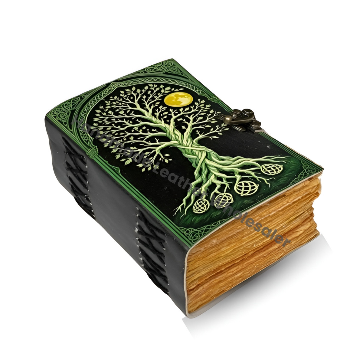 Celestial Tree of Life Leather Journal | Handmade Grimoire with Lock