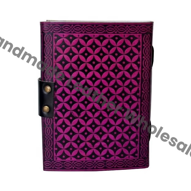 Celtic Cross Leather Spiral Binding Handmade Black Pink Journal for Women Large Size Gift Supplies Genuine Leather Lock Diary