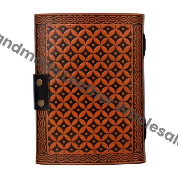 Celtic Cross Leather Spiral Bound Journal Handmade Orange Notebooks Woman Large Gift Leather Journal Notebook