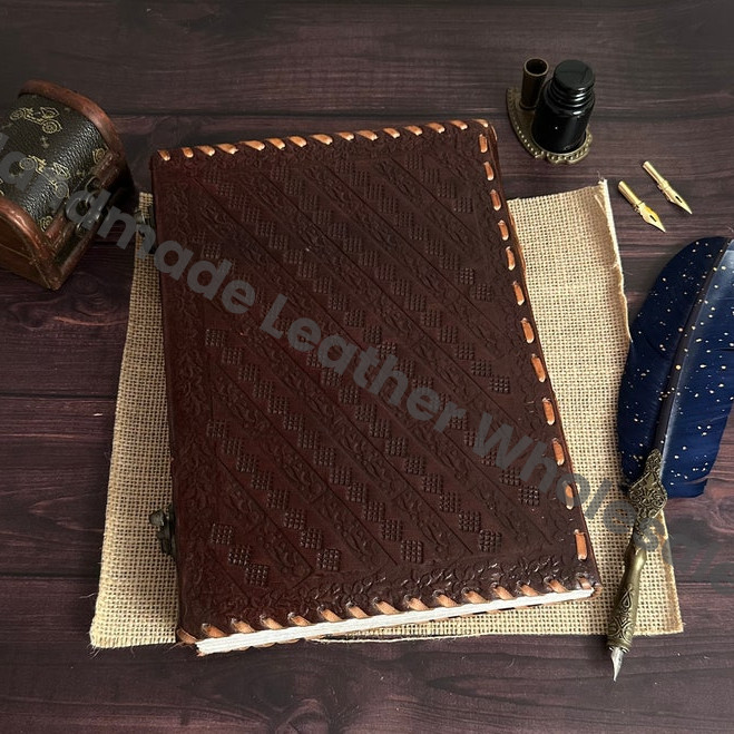 Celtic Dragon Embossed Leather Journal, Handmade Writing Notebook