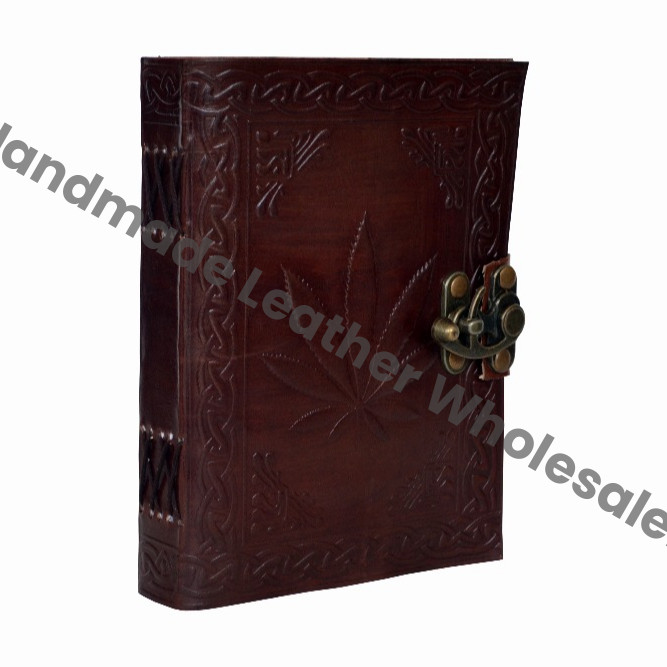Celtic Handmade Brown Leaf Leather Journal Diary Instagram Photo Album with Handmade Paper Drawing Sketchbook Notebooks