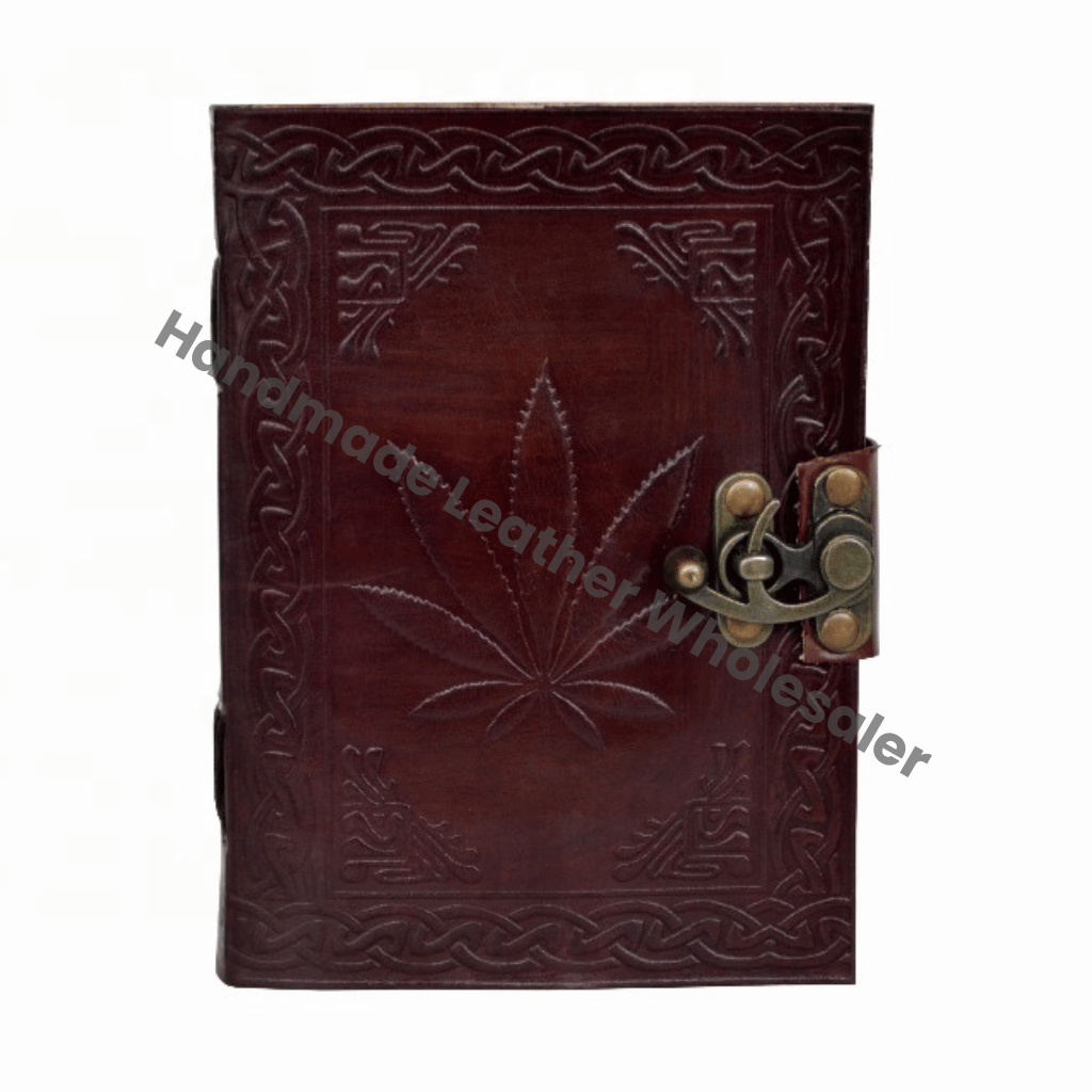 Celtic Handmade Brown Leaf Leather Journal Diary Instagram Photo Album with Handmade Paper Drawing Sketchbook Notebooks