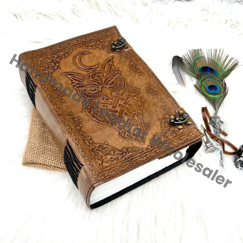 Celtic Owl Leather Journal: Handmade Book of Shadows